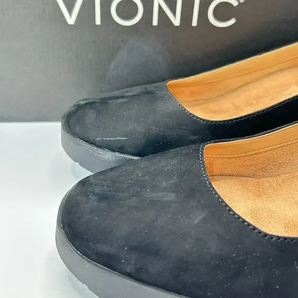 Vionic Sereno Wedge Slip On Black Nubuck Pumps I8693L1001 Women's 11 Wide - Picture 12 of 14